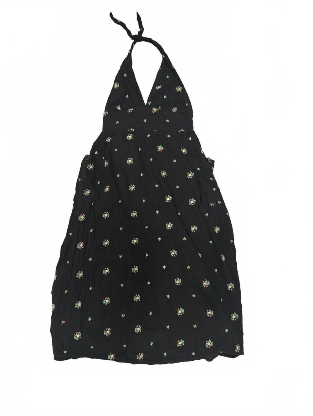 Urban Outfitters Betsey Floral Embroidered Cottagecore Halter Midi Dress Small - Picture 2 of 9